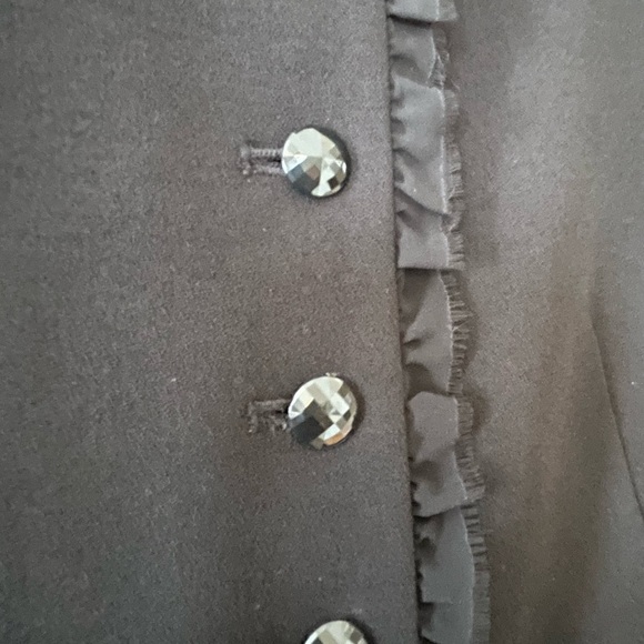 Judith Hart Petites Elegant Black Women's Jacket Sparkly Buttons Lace Trim 12P - Picture 10 of 15